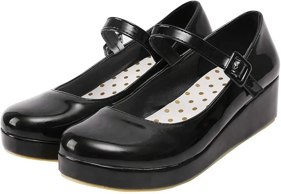 Parisuit Womens Mary Jane Wedge Platform Shoes Ankle Strap Pumps