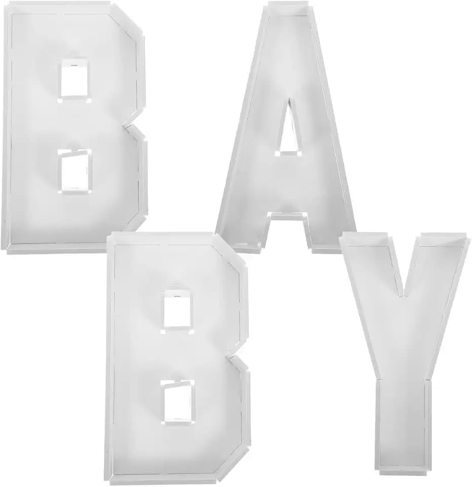 ULTECHNOVO Baby Charcuterie Board Letters, 4 Pcs 10" Baby Shower Food Trays and Platters Fillable Cardboard Letters for Shower Decorations Gender Reveal Birthday Party