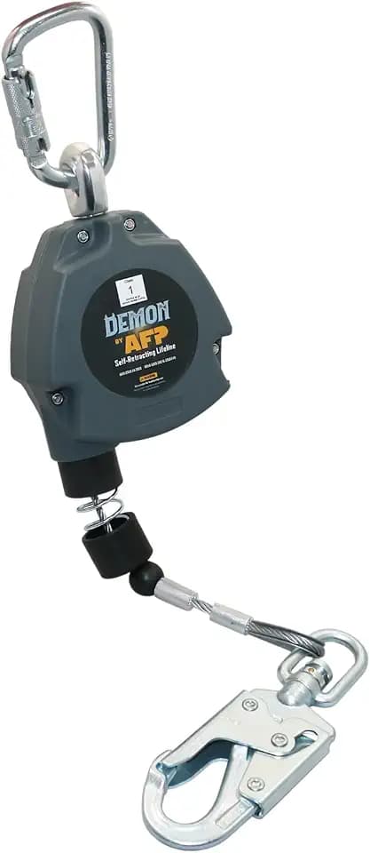 AFP Demon 11 FT Single Leg Self-Retracting Lifeline Cable Retractable | Steel Locking Snap Hook | Safety Yoyo | Fall Protection Arrest Limiter | Construction Industrial | OSHA & ANSI Rated SRL