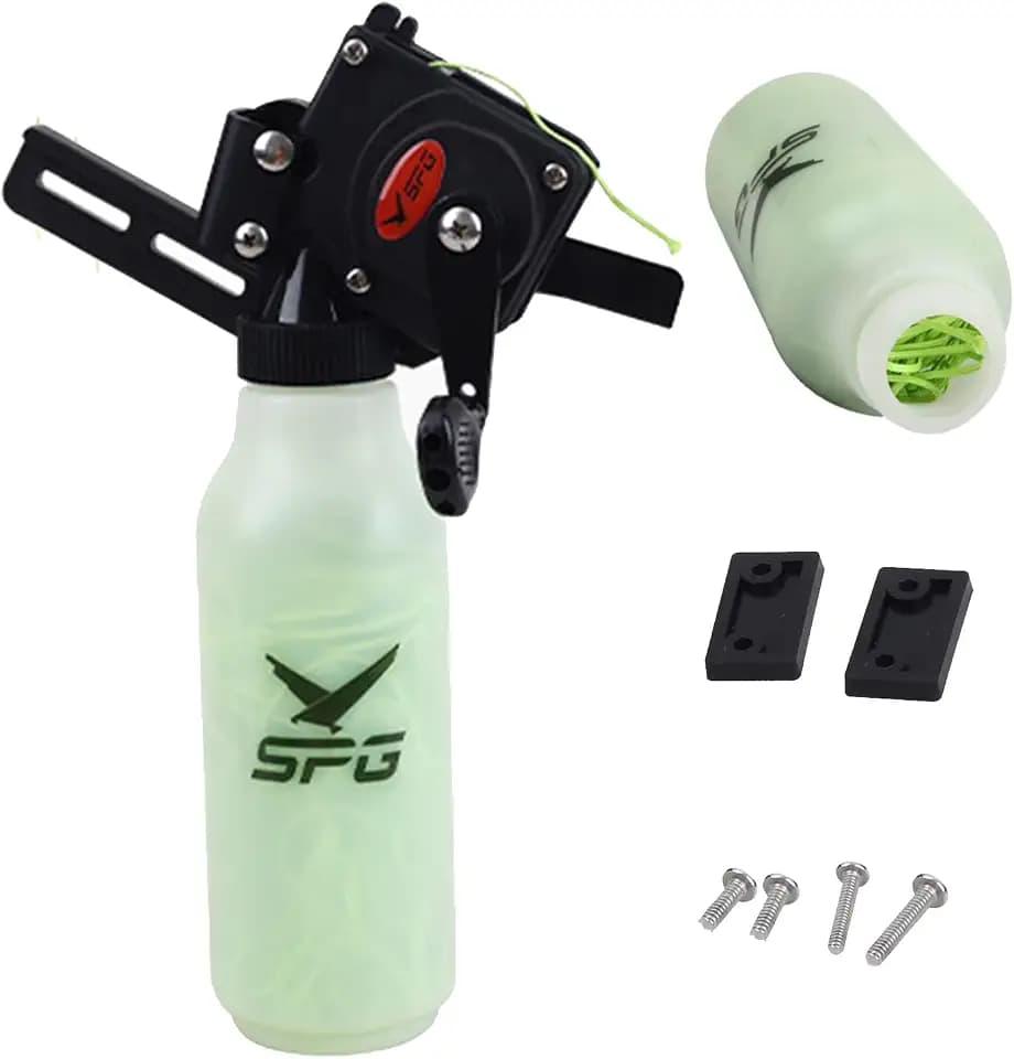 SPG Bowfishing Reel Archery Bottle Bow Fishing Reels Kits with 40M Fishing Rope Bow Mounted Attachment for Right Hand Compound Bow Recurve Bow Accessories