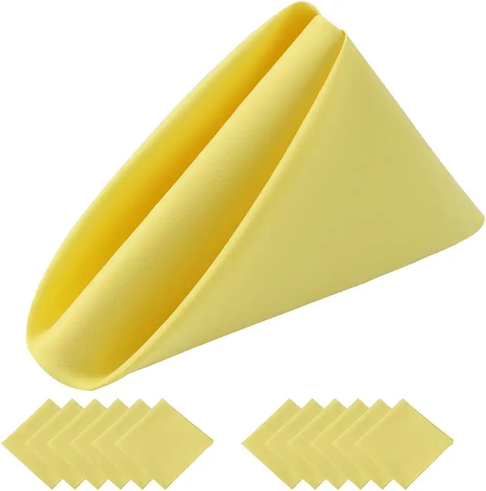 Bright Yellow Cloth Napkins Set of 8,18x18 inch,100% Microfiber Napkins for Dinner,Summer Table Decorations,Thick Absorbing, Easy to Fold(Lemon)