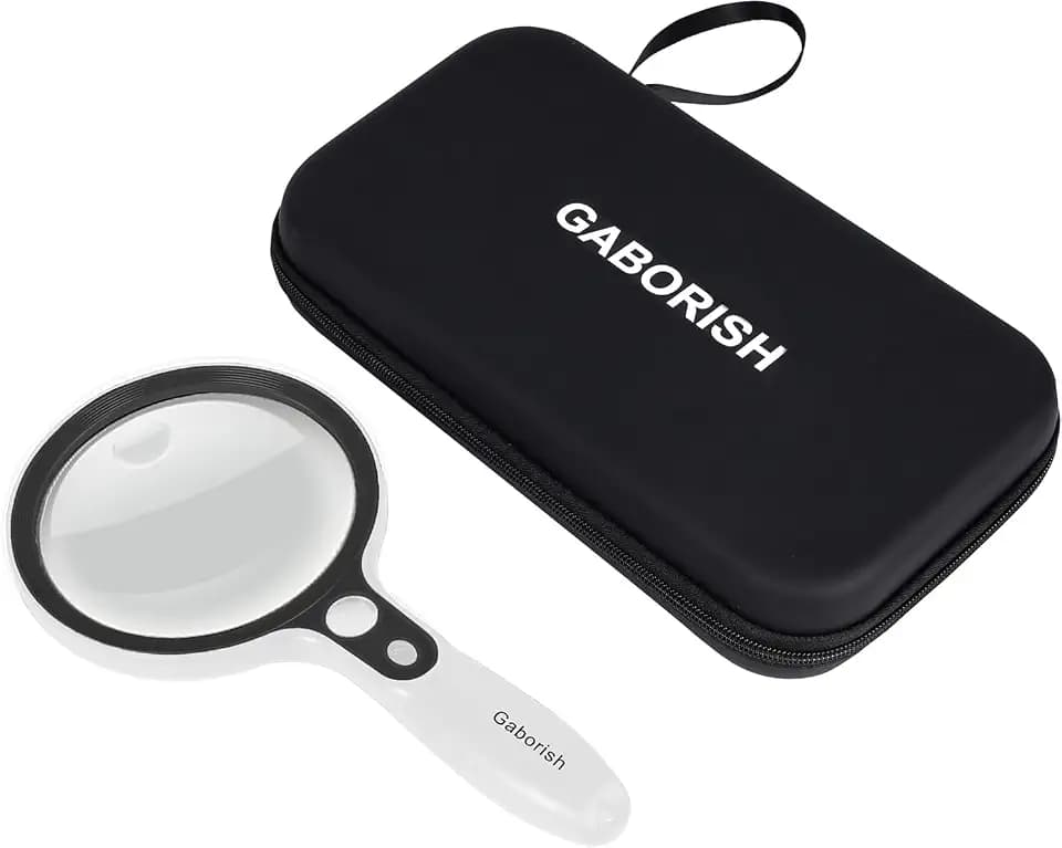Large Magnifying Glass with 37 LED Light and Case, 10X 20X 45X Handheld