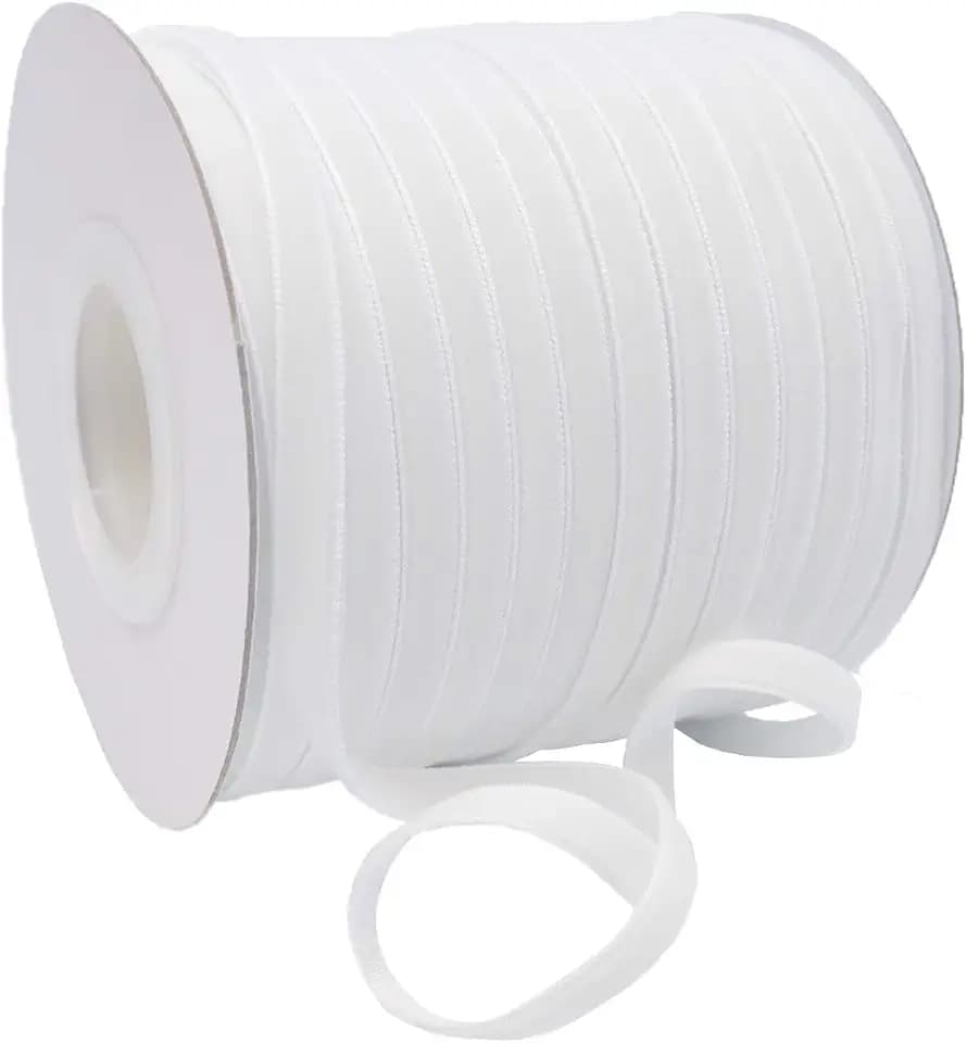 Morex Ribbon Viviana Velvet Ribbon, Soft Silky Velour, Wedding and Holiday Décor, Sewing and Crafting, Gift Wrap, 1/4" X 70 YD, White