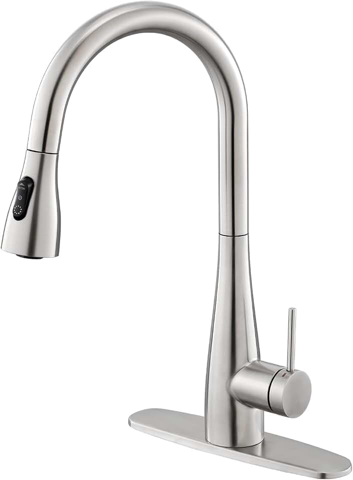 CREA Kitchen Faucet, Pull Down Kitchen Faucets with Sprayer 3 Modes, Uitility Laundry Faucets Single Hole Bar Sink Faucet 360° Swivel High Arc Commercial RV Faucet Stainless Steel
