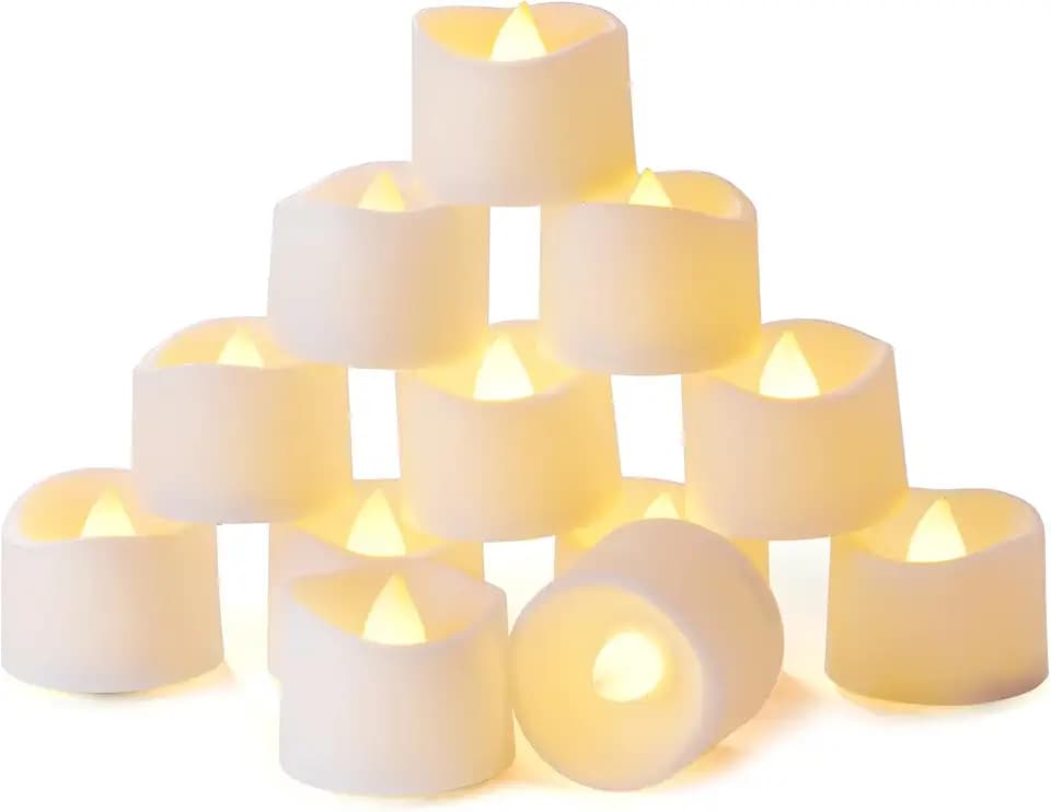 Homemory 12-Pack Battery Tea Lights with Timer Built in, Auto-On 6H Daily