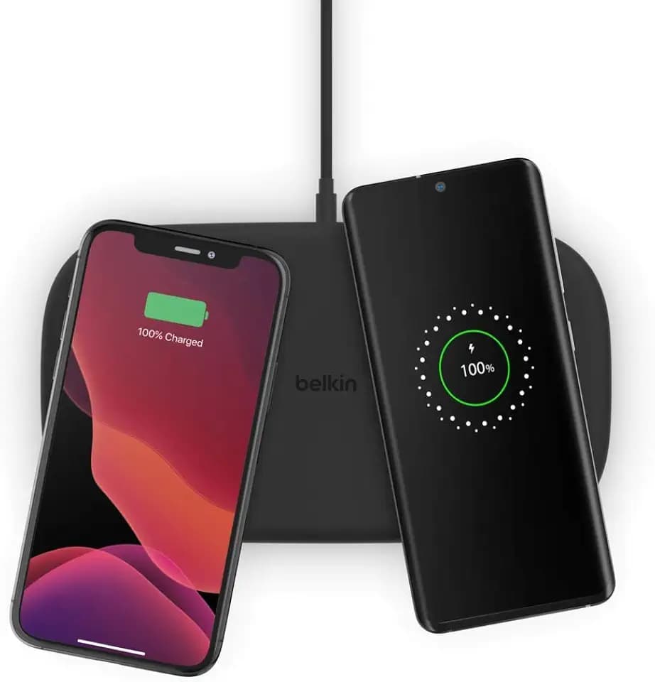 Belkin TrueFreedom Pro drahtloses Ladepad (drahtloses Doppelladegerät, laden auf der gesamten Oberfläche des Pads, für Samsung, iPhone, Pixel, AirPods und andere Geräte)