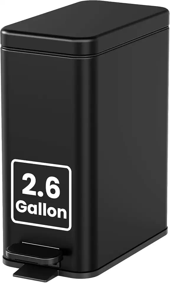 Cesun 2.6 Gallons Small Bathroom Trash Can with Lid Soft Close, Black