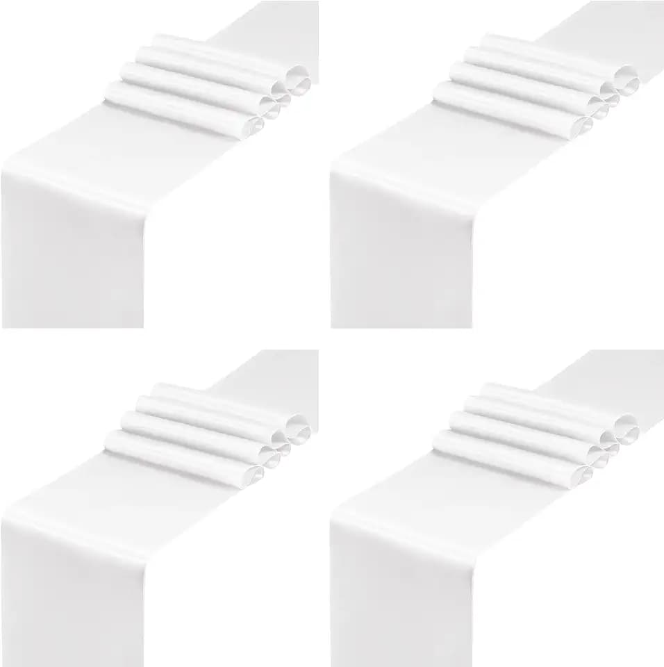 SiinvdaBZX 4 Pcs White Satin Table Runner 12 x 108 inches Long