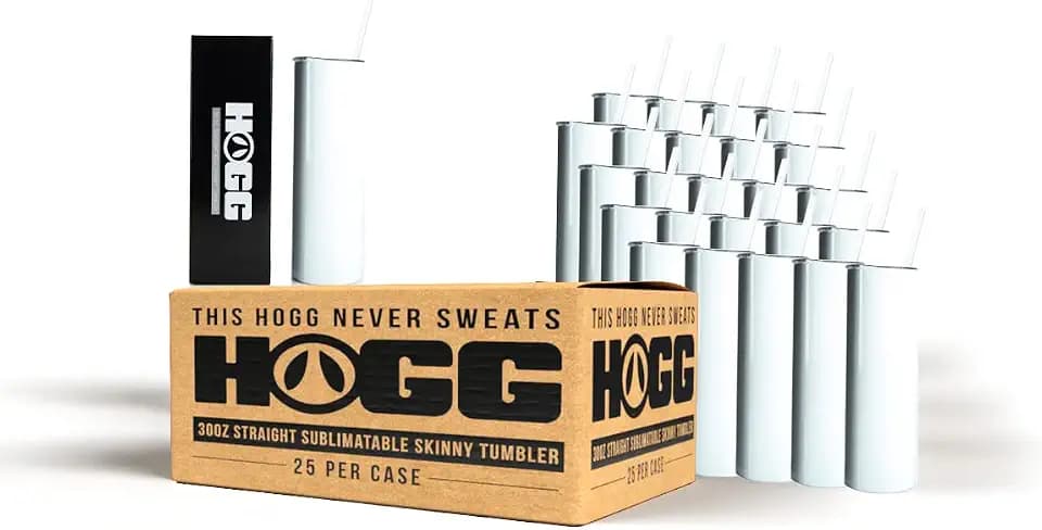 Hogg 30oz Sublimation Tumbler Blank (25 Pack), 30 oz Sublimation Tumbler, Stainless Steel Cup with Lid and Straw, Vacuum Insulated Double Wall Bottle, Leak Proof Travel Cup