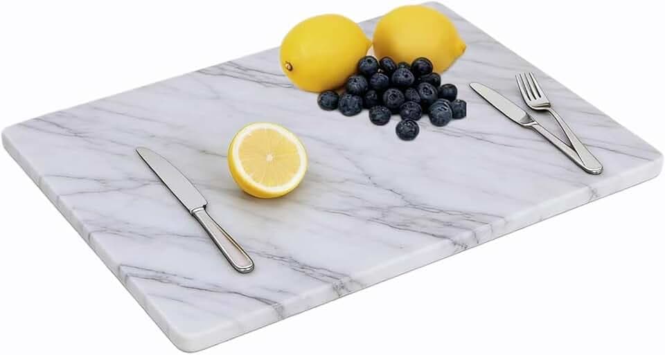 16x12 Inch Carrara Marble Cutting Board for Kitchen, Marble Pastry Slab, White Stone Cutting Board for Dough Kneading, Baking, Rolling, Cheese, White