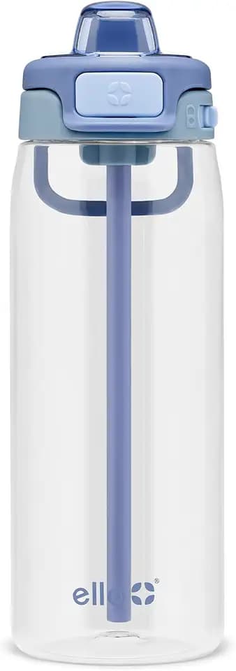 Ello Pop & Fill 22oz Tritan Plastic Water Bottle with Quick Fill Technology | Clear Water Bottle for School, College, Travel | Leakproof Locking Lid, Straw and Chug, Reusable, BPA-Free | Rain Cloud