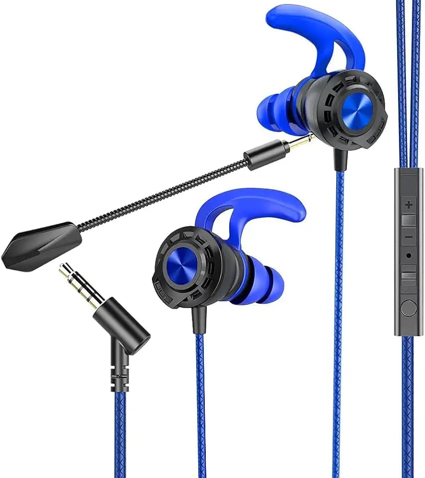 BENGOO G16 Gaming-Ohrstöpsel Mit Dual-Mikrofon, Stummschalt- und Lautstärkeregler - In-Ear Headset für PC, Handy, PS4, 5, PlayStation, 3.5-mm-Klinkenstecker