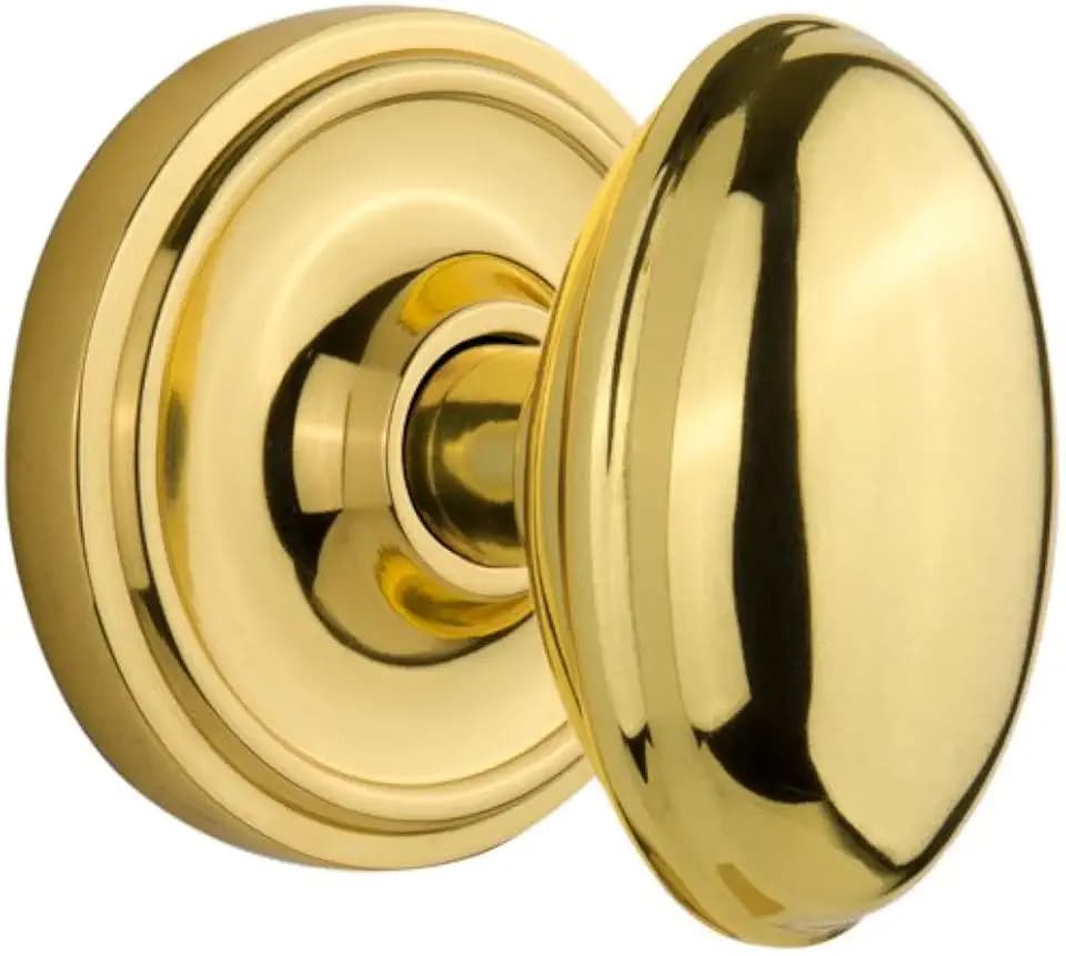 Nostalgic Warehouse Classic Rosette with Homestead Door Knob, Passage - 2.75", Polished Brass