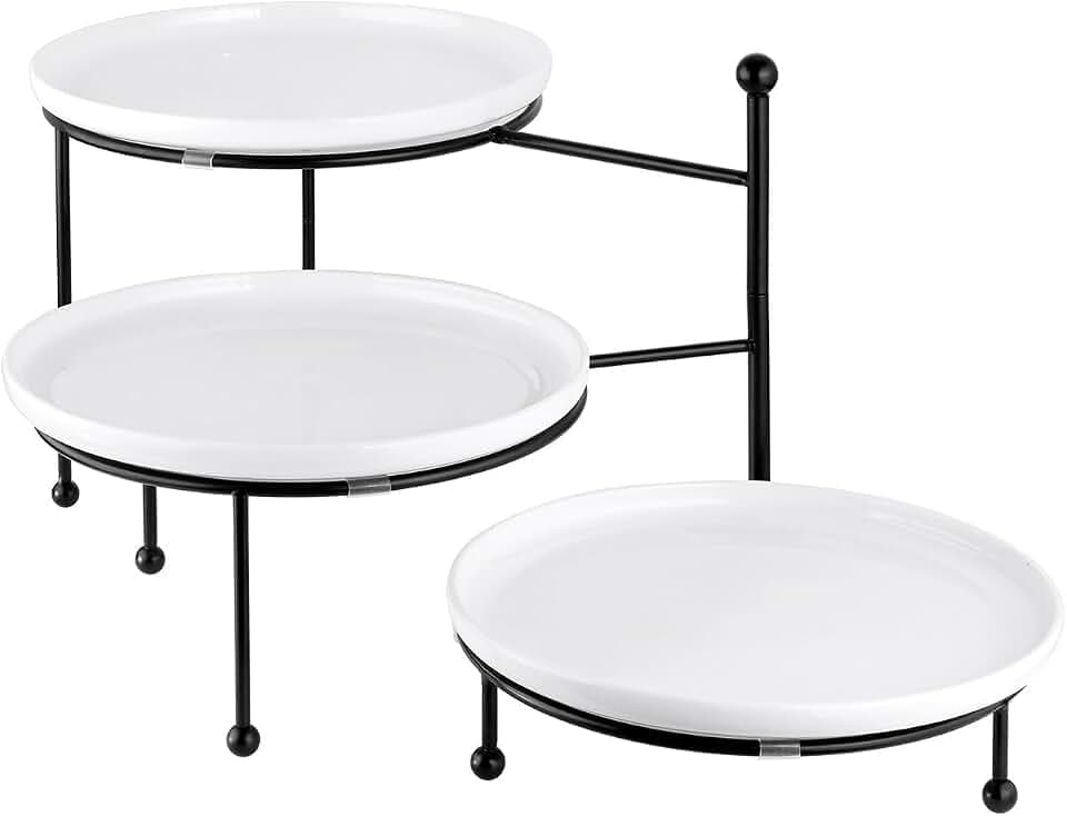 Tiered Serving Tray for Party, 10 Inch Dessert Display Stand, Black