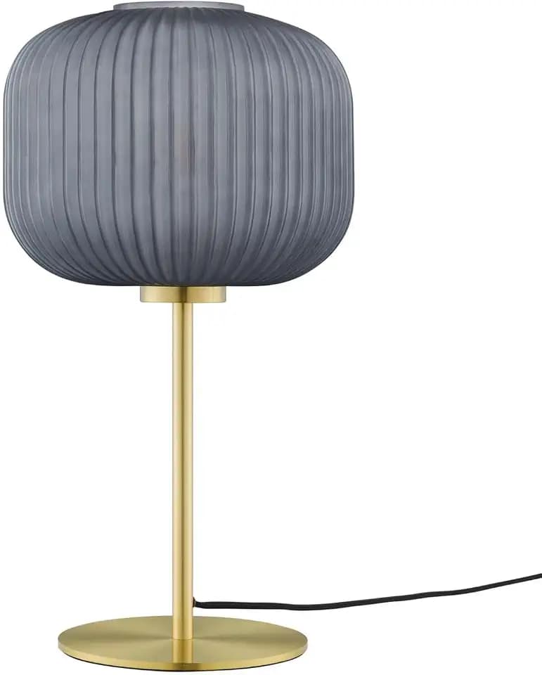 Modway Reprise 1-Light Modern Glass Table Lamp in Black/Satin Brass