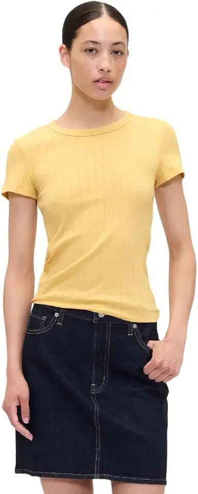 Gap Women's Short Sleeve Pointelle Ribbed Knit Top