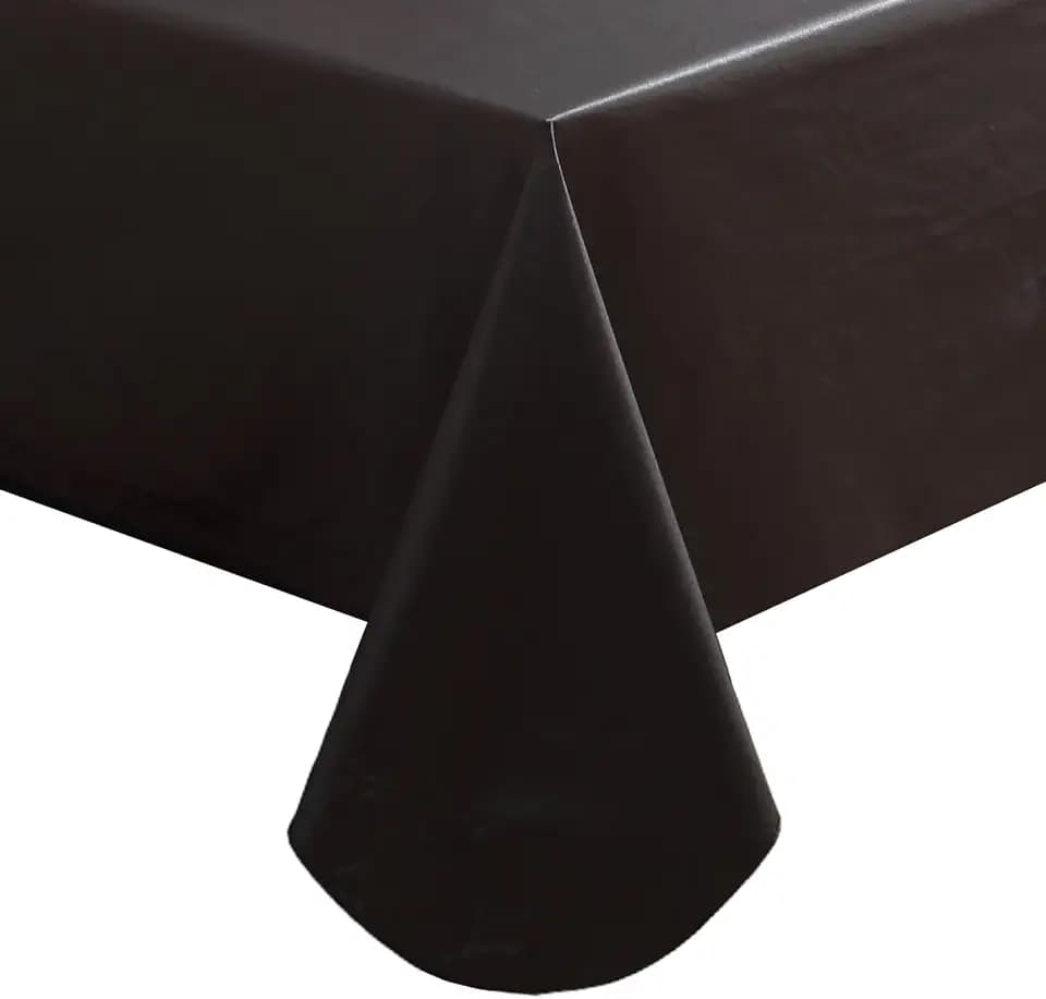 SASTYBALE Black Vinyl Tablecloth with Flannel Backing, 60 x 120 Inch
