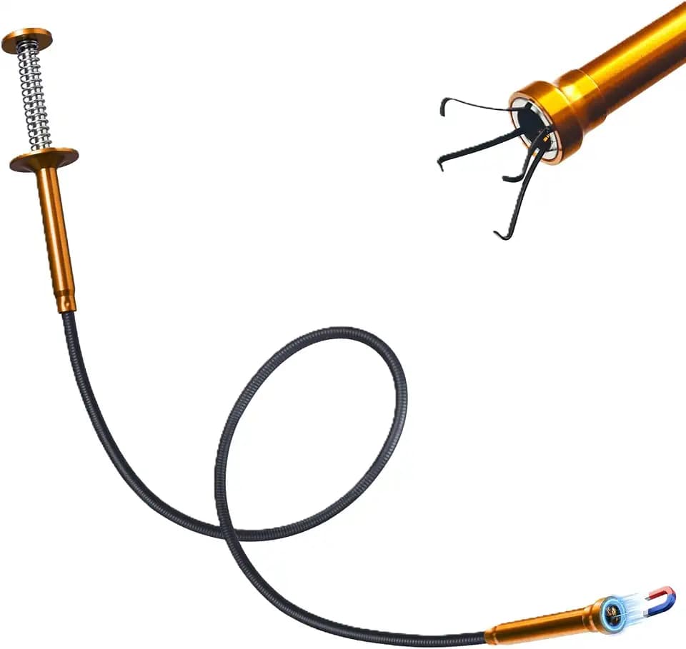 Flexible Grabber Tool, Magnetic 4-Claw Gripper (24", Orange)
