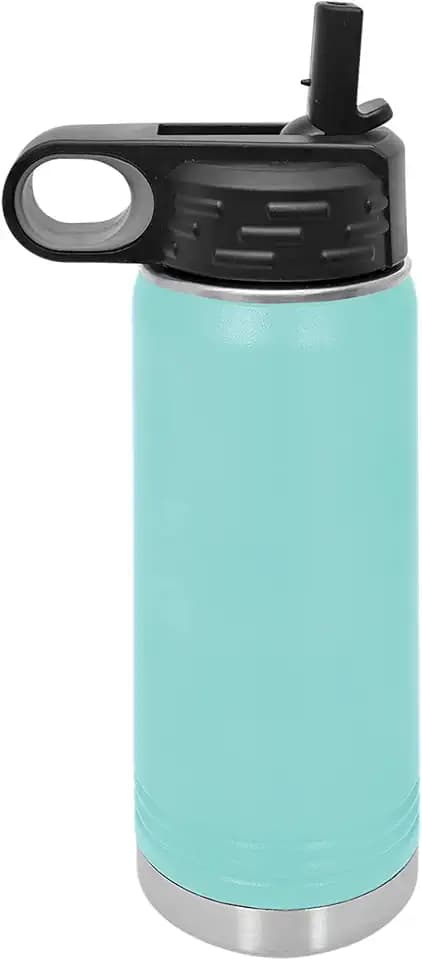 Polar Camel 20 oz Stainless Steel Water Bottle with Flip Top Lid and Straw (Teal)