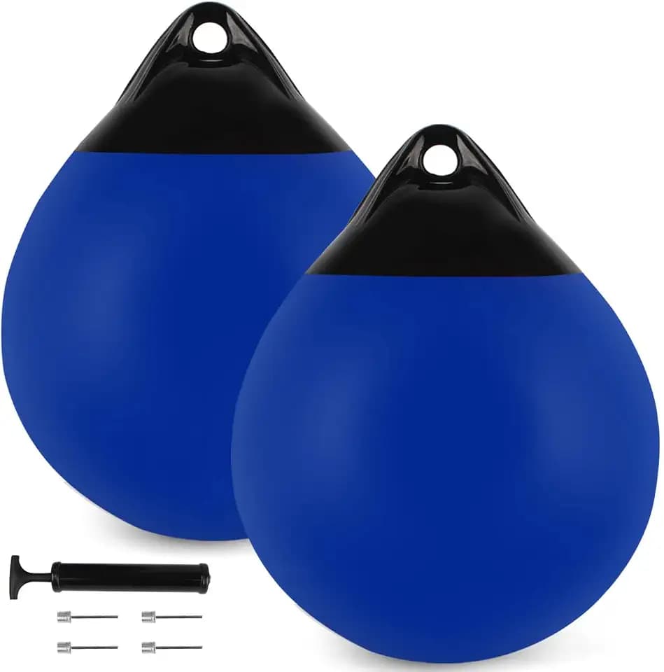 Mooring Buoys 10/12/15 Inch, Inflatable Boat Buoy Balls with Pumps, Marine-Grade Vinyl Anchor Buoy Ball, Round Boat Fenders for 10'-40' Boats, Multiple Color Options (1/2/4 Pack)