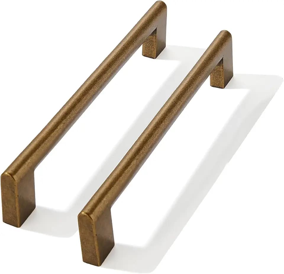 10 Pack 5 Inch Hole Center Vintage Brass Antique Brass Cabinet pulls Heavy Duty Solid Hardware for bathrooms Dressing Tables cabinets and Kitchen cabinets.