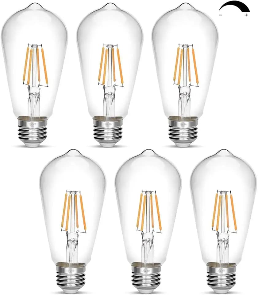 NOTOC Dimmable Vintage Edison Bulb 4W,Equivalent 40W Incandescent,ST18 Antique LED Filament Bulbs,2700K Warm White 450 Lumens,E26 Led Bulb,Pack of 6