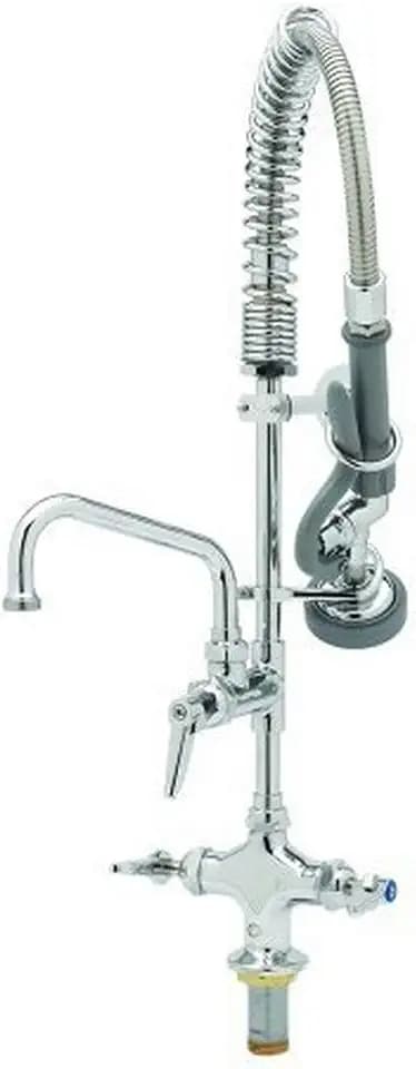 T&S Brass MPZ-2DLN-08 Mini-PRU Single Hole/Dual Temp with B-0107, 8" Swing Nozzle, Lever Handles, Wall Bracket
