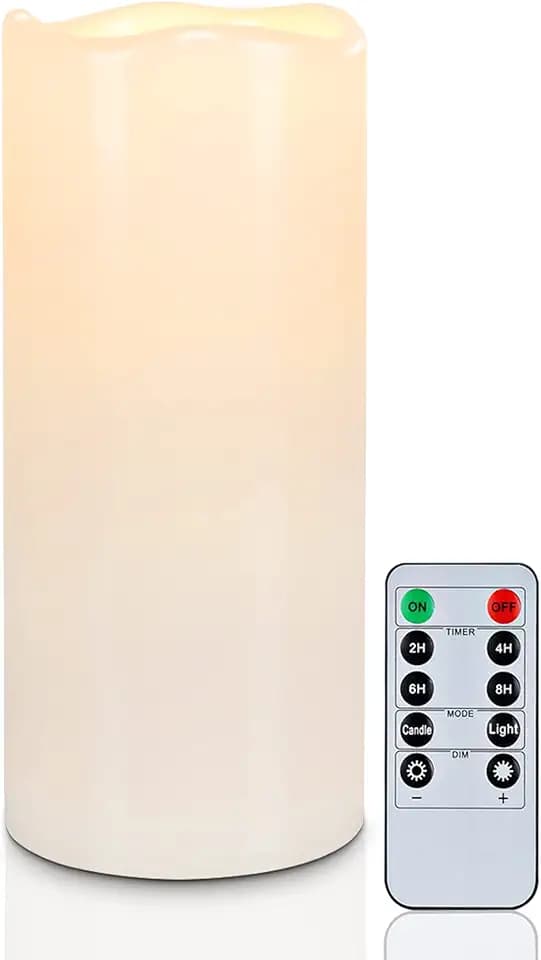 5plots 4" x 10" Single Waterproof Outdoor Flameless Candles, Battery Operated Flickering LED Pillar Candles with Remote and Timers for Indoor Outdoor Lanterns, Long Lasting, Large