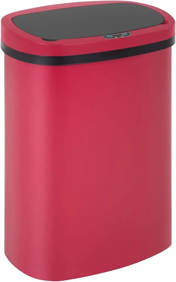 BestOffice | 13 Gallon Plastic Trash Can with Lid | Red