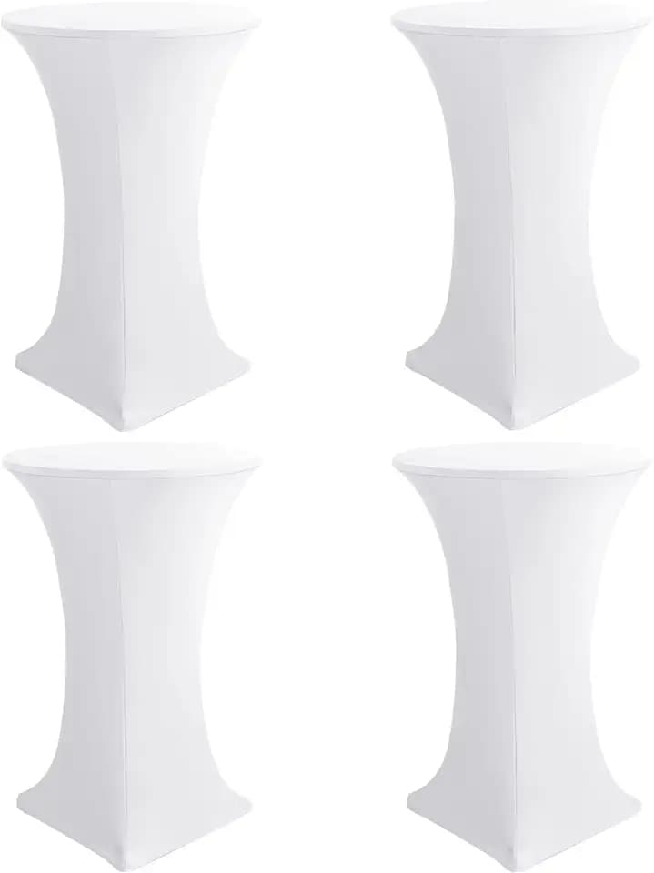 Spandex White Cocktail Table Covers for 30-32 Inch High Top Pub 4 Pack