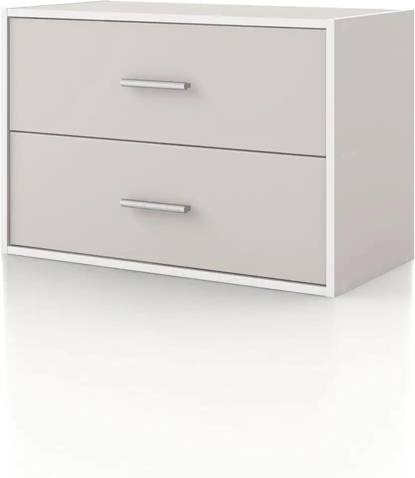 Homes: Inside + Out Apexa 2-Drawer Wooden Stackable Storage Drawers, Small Food Pantry Cabinet, Cajonera De Madera, Underbed Drawer Dorm Teen Room Decor & Bedroom, Home Office, Kitchen, Taupe Grey