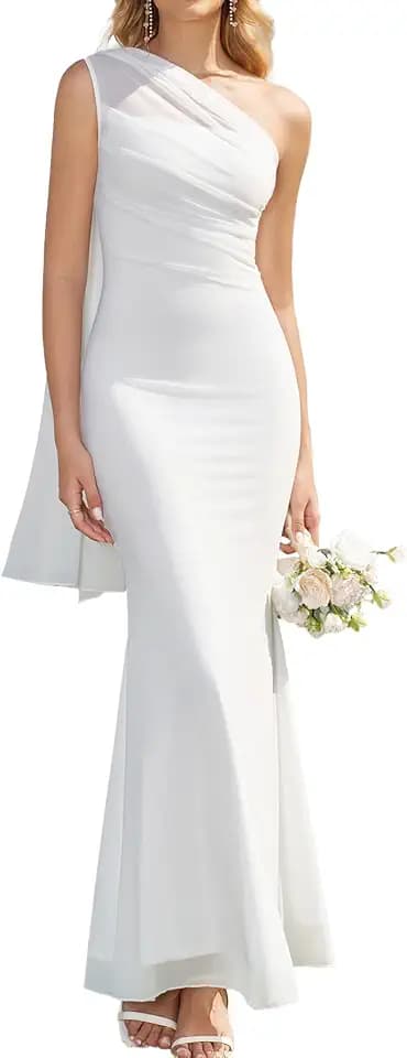HTZMO One Shoulder Formal Wedding Guest Fall Long Dresses for Women