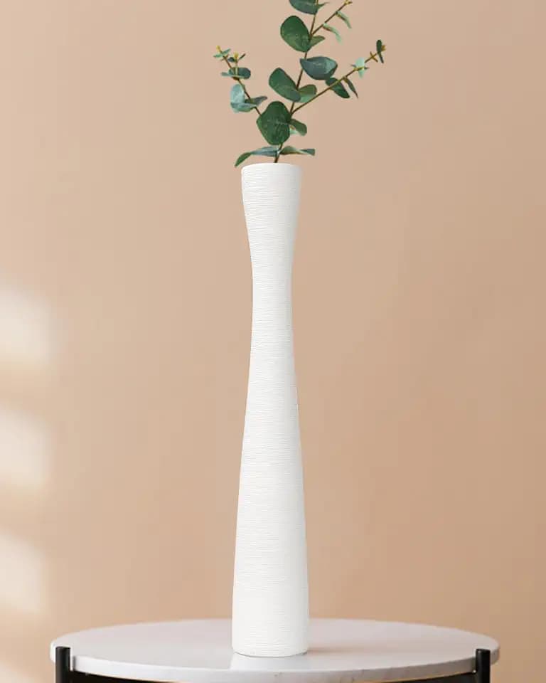 Tall White Vase 16 Inch Skinny Flower Vases, Handmade Ceramic Vase Modern Minimalist Style for Living Room, Home, Office, Centerpiece,Table, Wedding Party