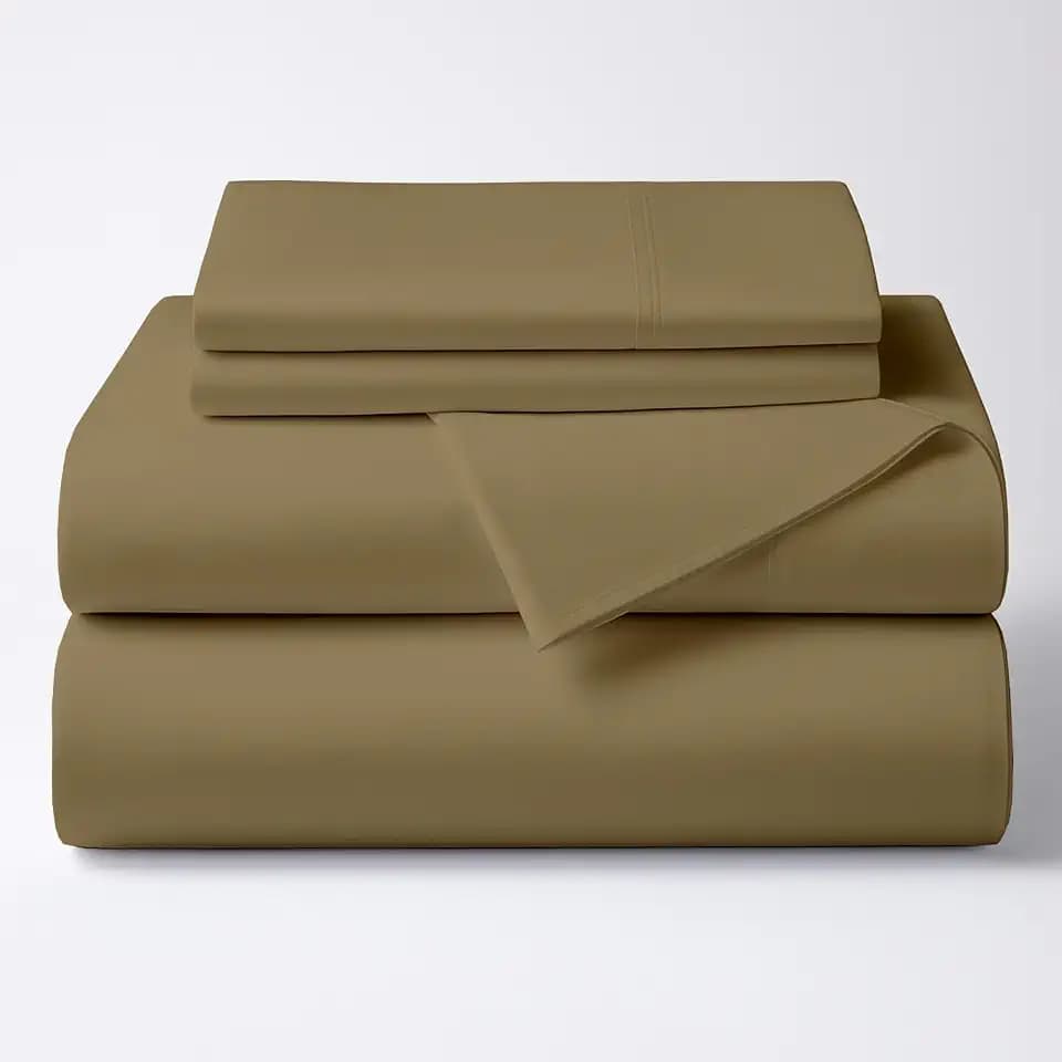ARlinen 4 Piece Queen Sheet Sets, Egyptian Cotton, 10-Inch Deep, Taupe