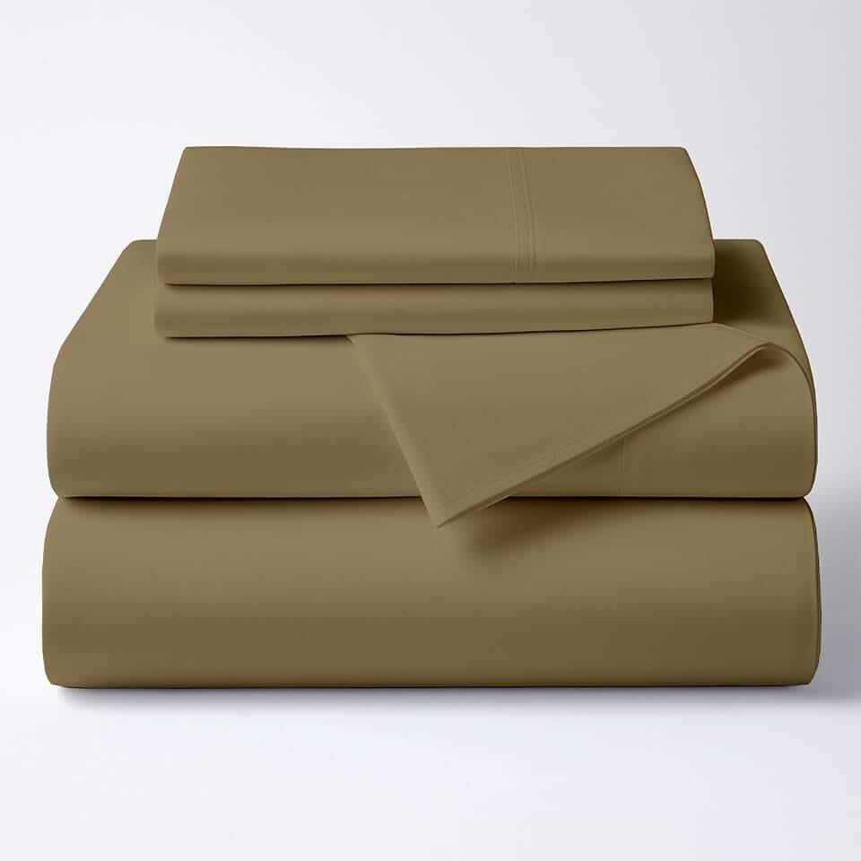 ARlinen 4 Piece King Sheet Sets, Egyptian Cotton, 10-Inch Deep, Taupe
