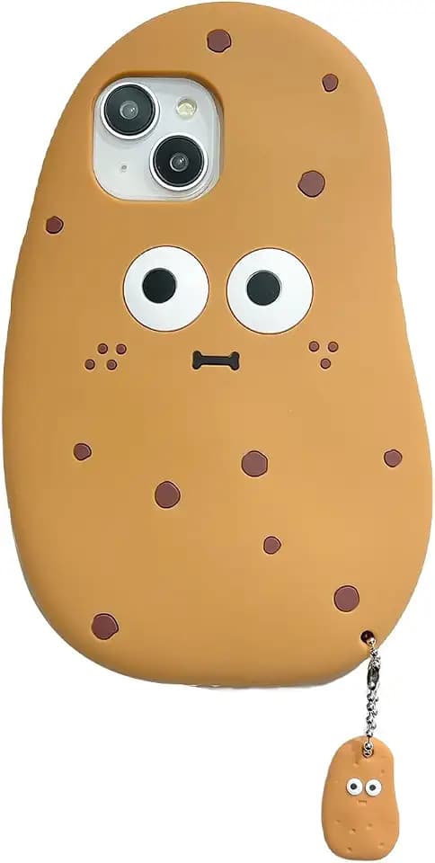 3D Potato Case,Cartoon Cute Kawaii Character Funny Potato Man with Pendant Kids Teens Girls Women Shockproof Soft Silicone Case for iPhone 12/iPhone 12 Pro 6.1 inch