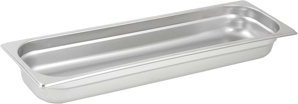 Winco 5.9 qt 2 1/2" Half Size (Long) Deep Stainless Steel Steam Table Pan