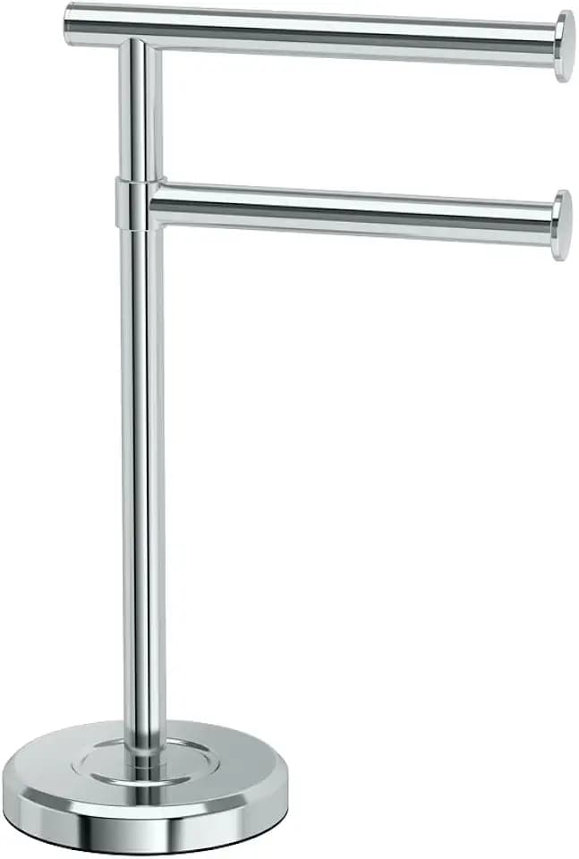 Gatco 1472C Latitude II Minimalist Bathroom Counter Top 2-Arm Pivot Hand Towel Holder, 12" Height, Chrome