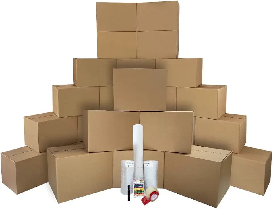 UBOXES Moving Boxes - 2 Room Bigger Smart Moving Kit - 28 Boxes,Tape, More