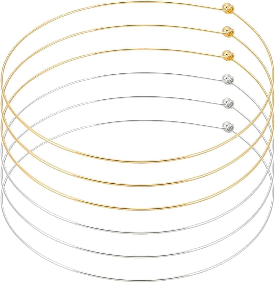 UNICRAFTALE 6Pcs Wire Wrap Collars Necklaces Metal Plain Chocers Collar Necklace Open Choker Necklaces for Women Open Choker Necklace Gifts
