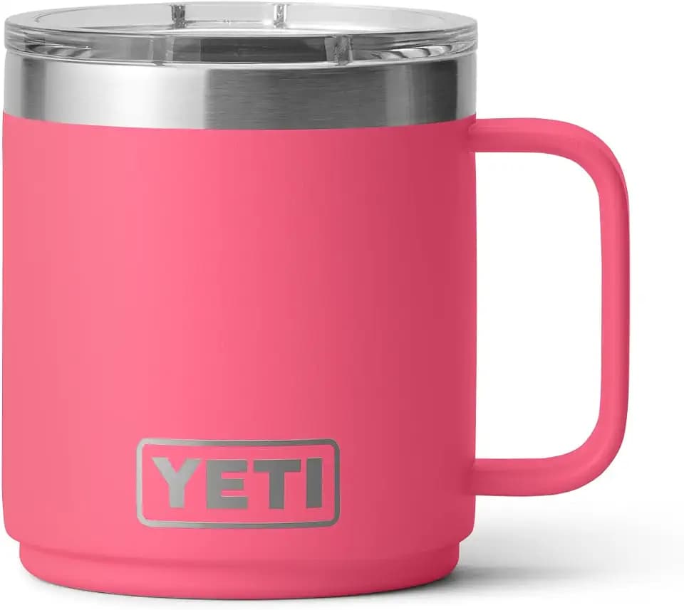 YETI Rambler 10 oz Stackable Mug, Vacuum Insulated, Stainless Steel with MagSlider Lid, Tropical Pink