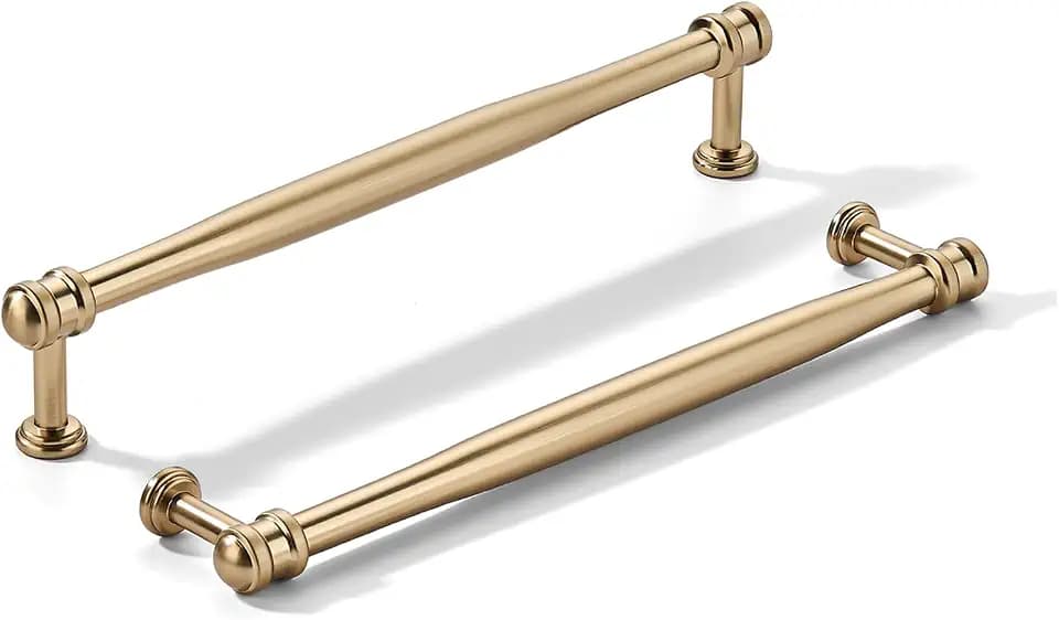 khtumeware 2 Pack 10inch(256mm) Hole Center Champagne Bronze Cabinet pulls Honey Bronze Solid Heavy-Duty Tradition Kitchen Cabinet Handle Cabinet Hardware for Dressing Table Bathroom Pull