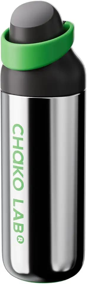 CHAKO LAB 23oz Ceramic Coated Insulated Water Bottle with Straw and Spout Lid, Leakproof Stainless Steel Travel Coffee Mug, Cute Aesthetic Dual-Drink Tumbler for Gym, Sports, Work & School (Sliver)