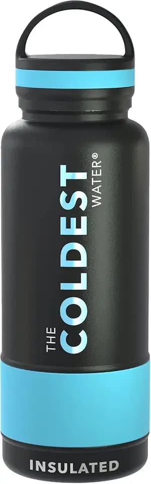 Coldest Insulated Water Bottle with Handle Lid | Leak Proof, Insulated Modern Stainless Steel, Triple Walled, Sport Bottles, Metal Flask | 32oz
