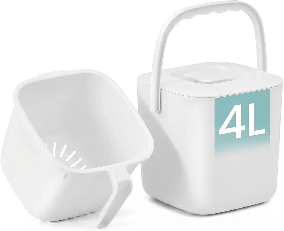 SONGMICS Compost Bin for Kitchen Counter, Plastic, 1-Gallon (4 L)