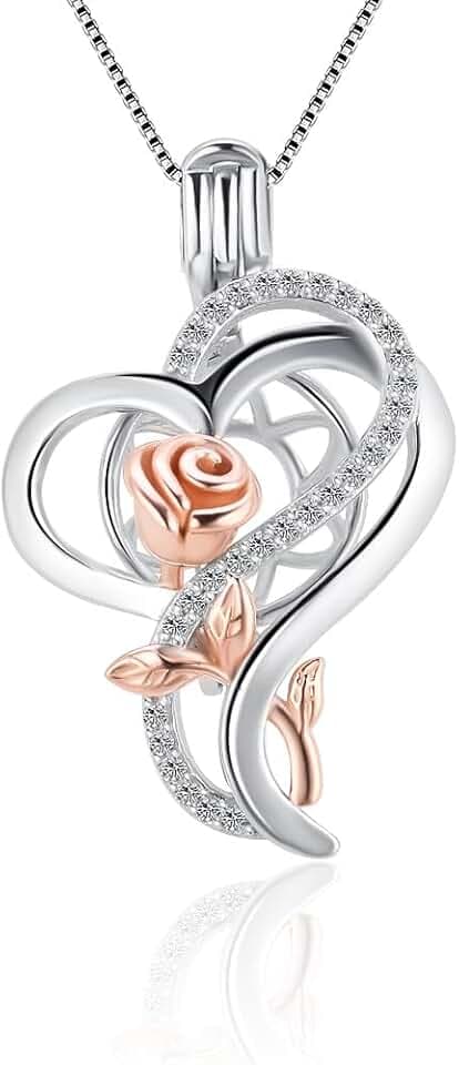 Sterling Silver Rose Heart Cage Pendants for DIY Jewelry Making