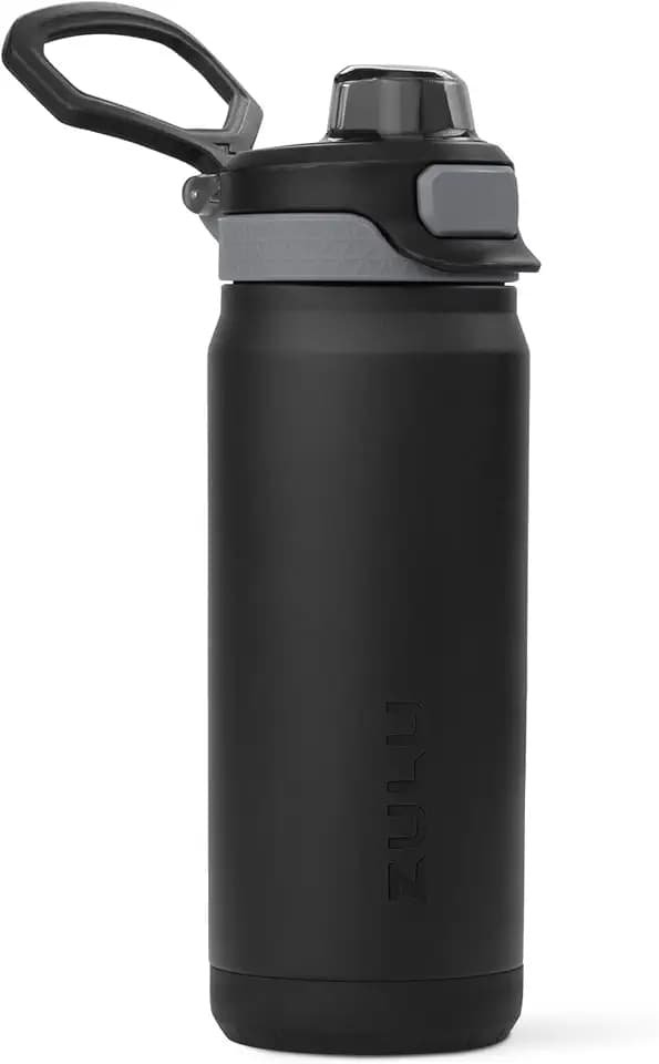 ZULU Powerfill Pro 18oz Kids Stainless Sip or Chug Water Bottle,Tonal Black