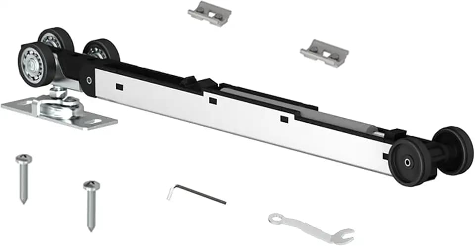 JUBEST Pocket Door Roller with 120LBS Soft Close Mechanism, Two-Way Soft Close, Three-Wheel Pocket Door Hanger, Double Sided Pocket Door Hardware