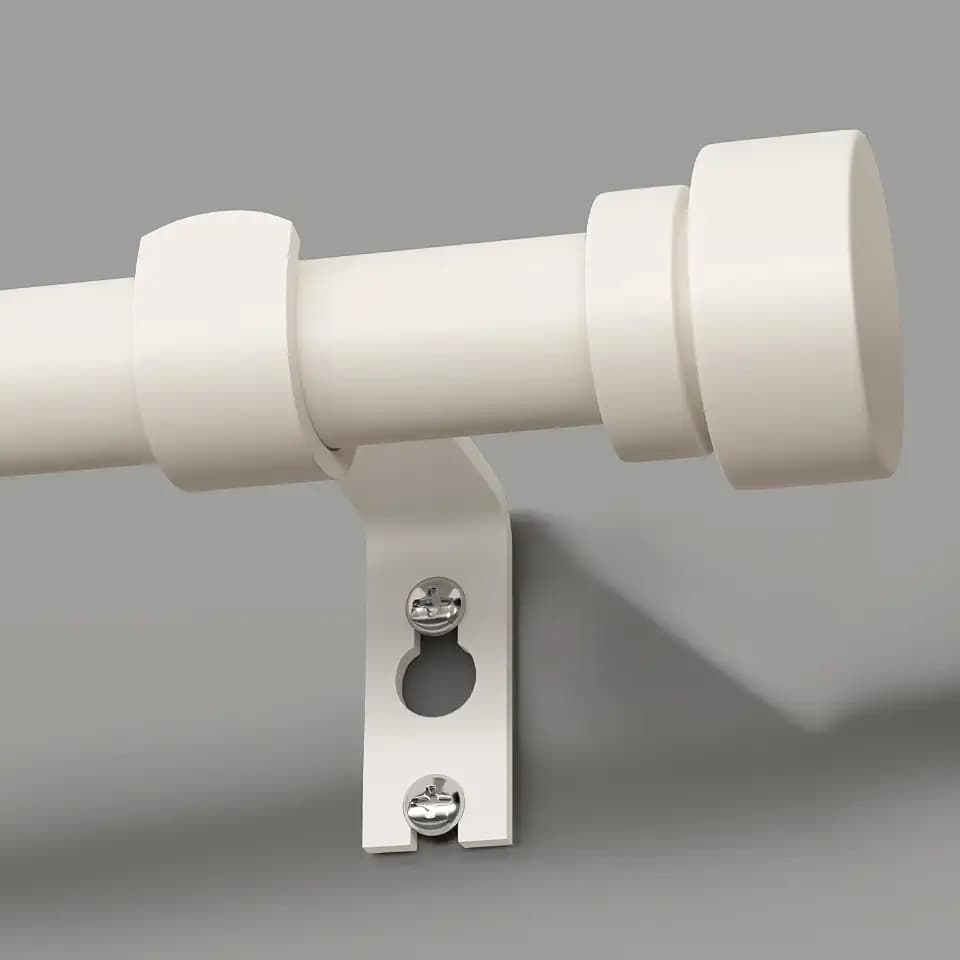 Lootkell Modern White Curtain Rods for Windows 48 to 84 Inches Adjustable Length Heavy Duty 1" Diameter Window Curtain Rod with Decorative Finials for Outdoor Farmhouse Bedroom Kitchen Living Room