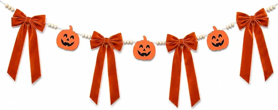 Halloween Pumpkin Garland, Farmhouse Mantel Door Decorations